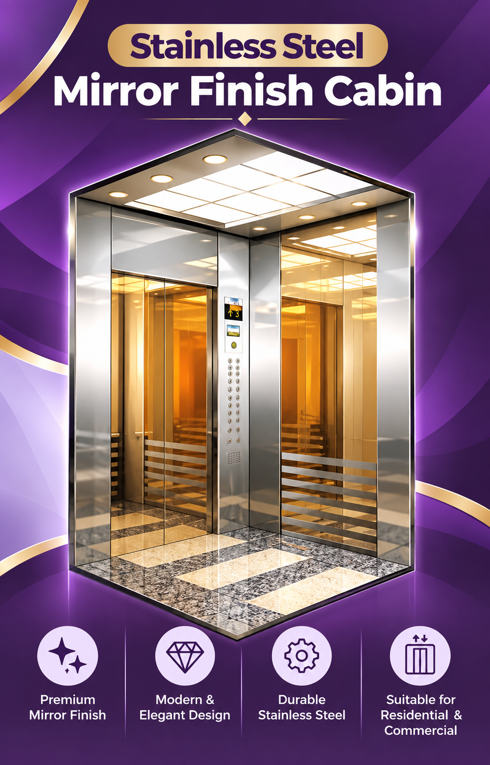 Stainless Steel Mirror Finish Cabin