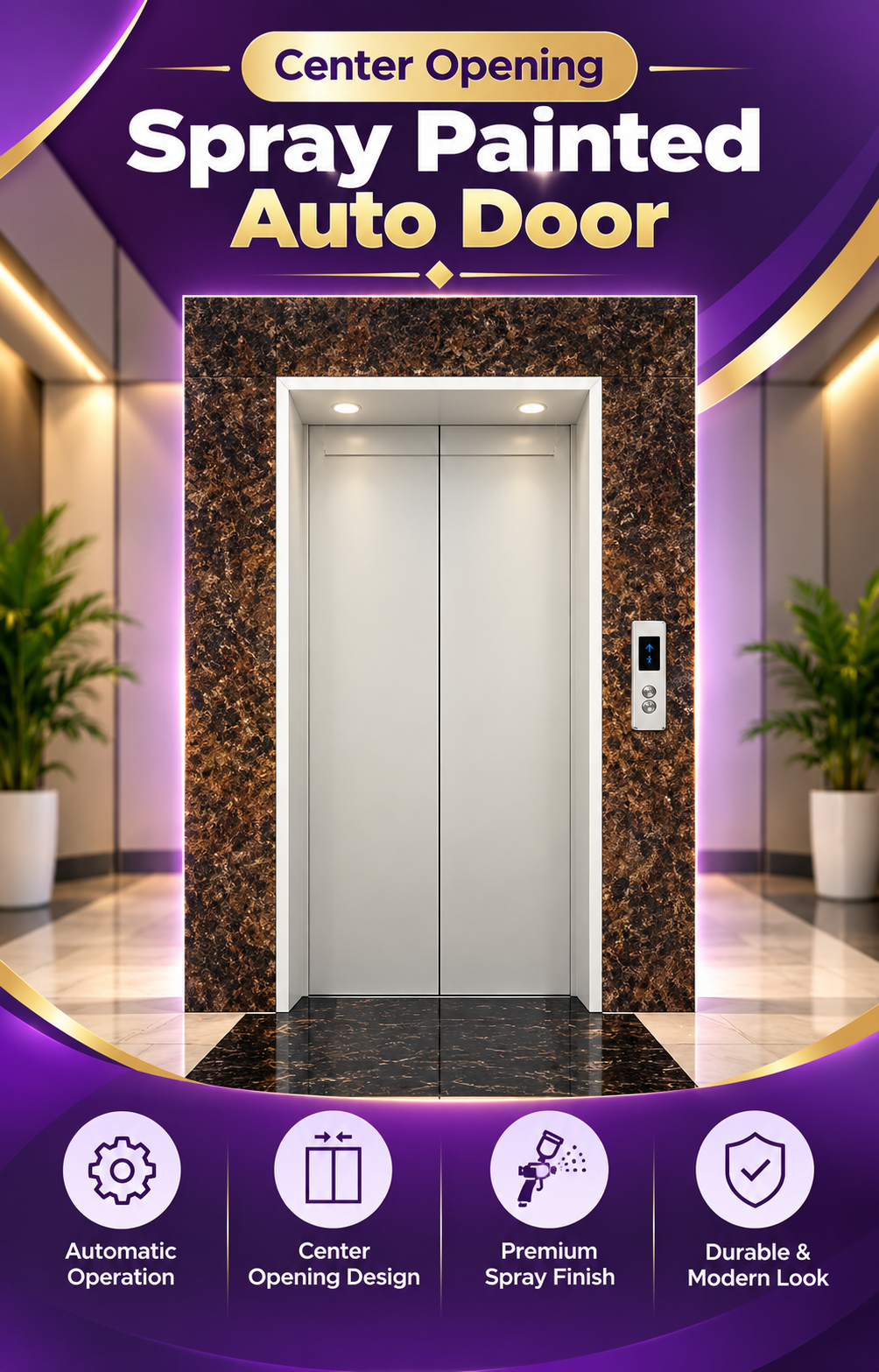 Center Opening Spray Painted Auto Door